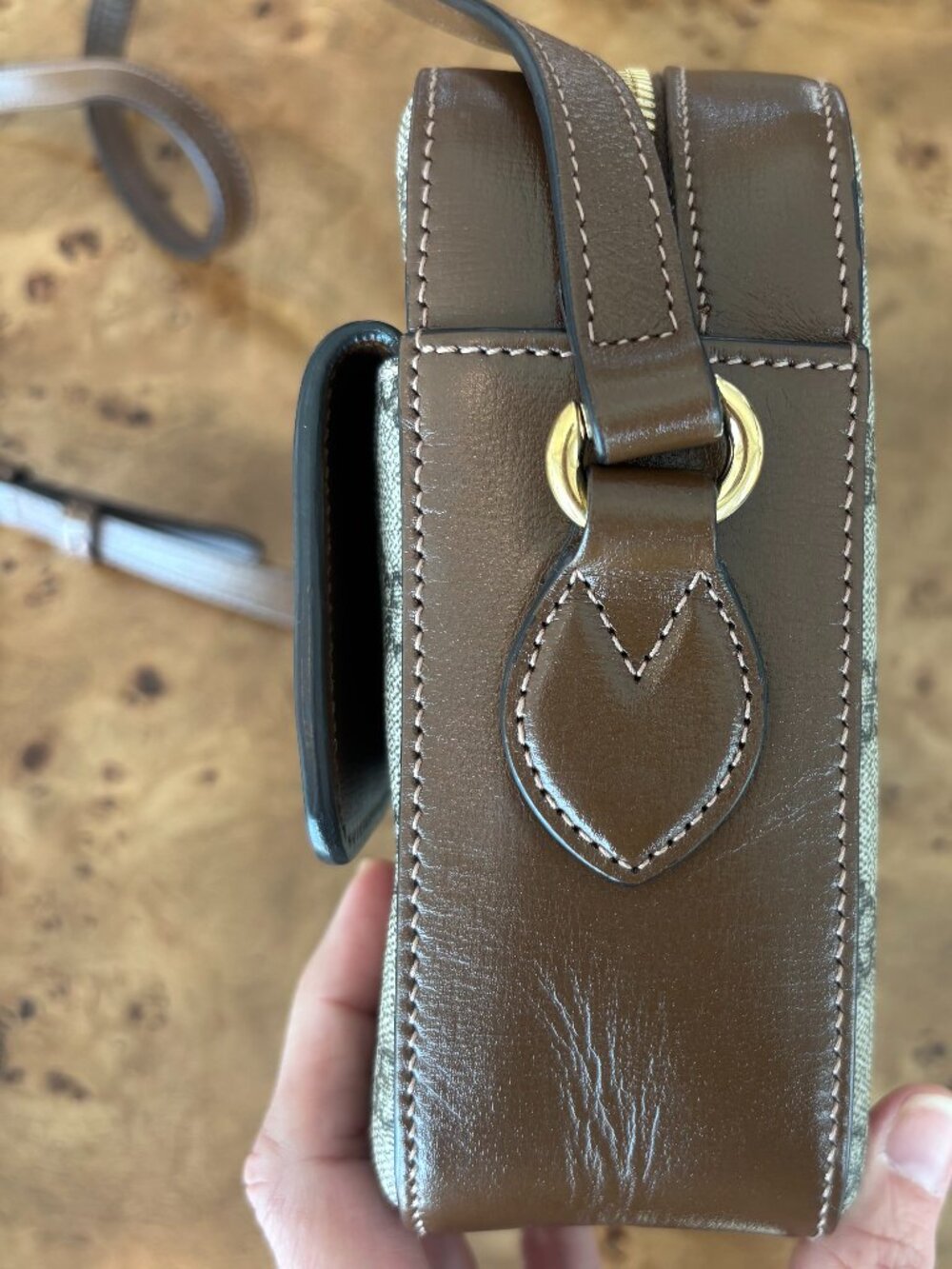 Gucci GG Supreme Monogram Small Horsebit 1955 Shoulder Bag Beige Brown Sugar - Picture 8 of 16